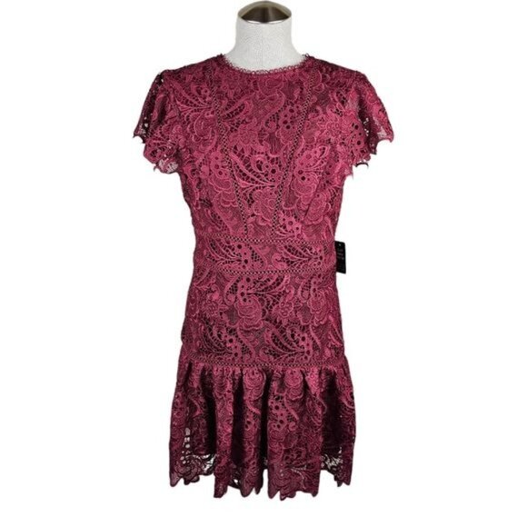 EXPRESS  Flutter Sleeve Lace Mini Dress - Picture 4 of 11